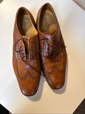 Cole Haan Cognac Leather Wingtip Derby Oxfords